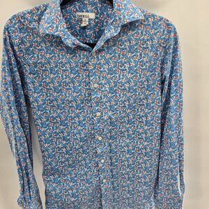 Bar III Blue Koi 100% Organic Cotton Slim Fit Stretch Button Down Shirt Small